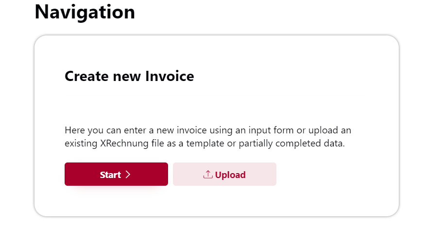 The screenshot shows a button on the OZG-RE platform for creating a new invoice.