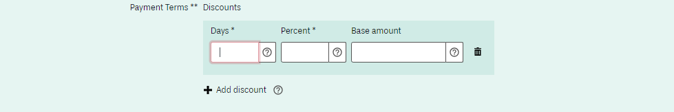 The screenshot shows an excerpt from the invoice entry form of the ZRE platform for specifying discounts.